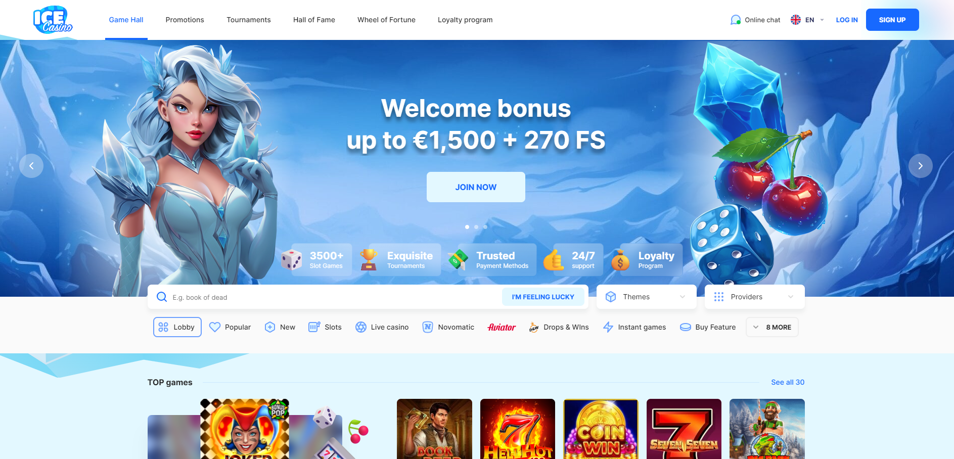 Ice Casino interface